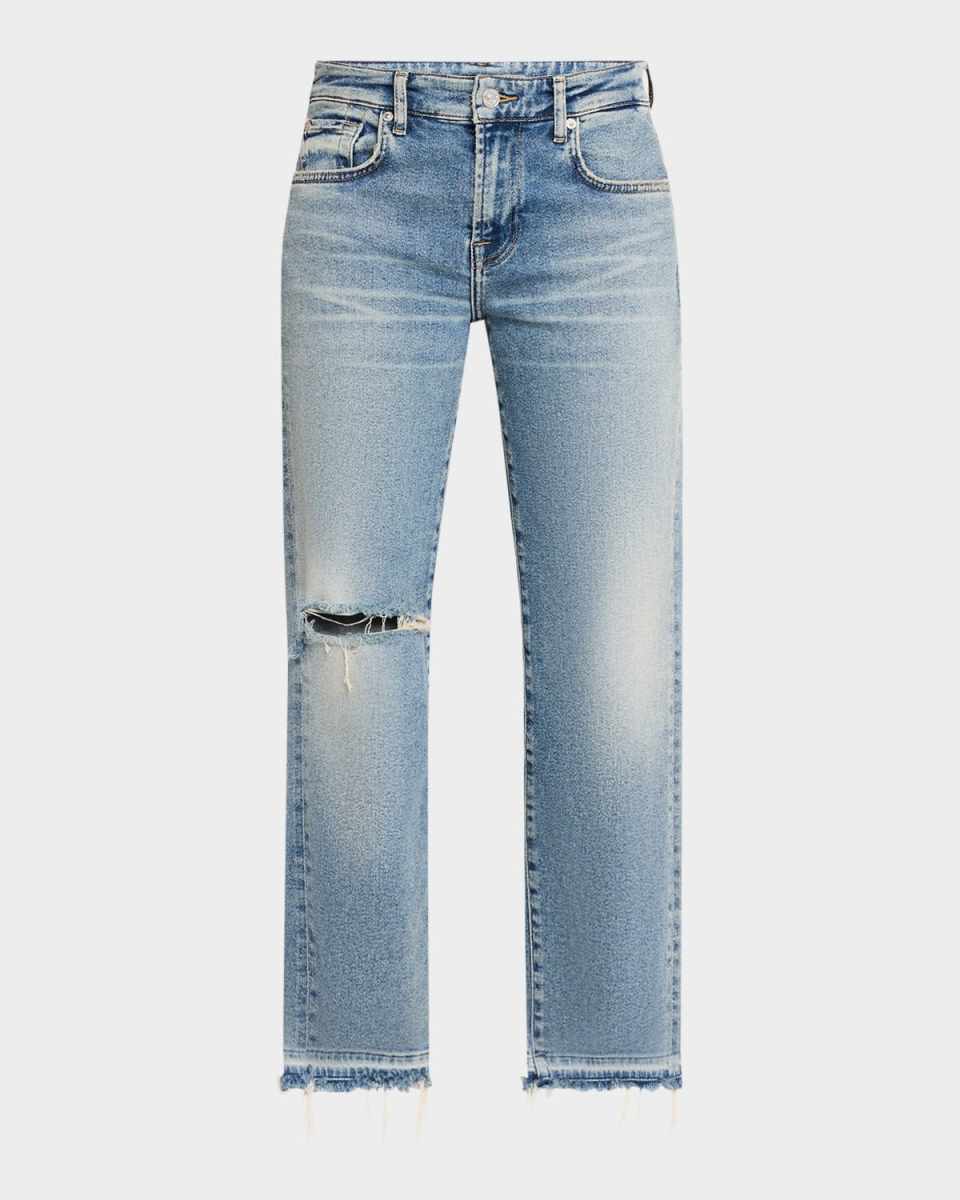 Calie Distressed Straight Ankle Jeans